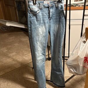 Women's Light Blue Boot Cut Jeans - Mid Rise Denim